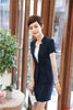 Style Summer Formal Navy blue Blazer Women Business Suits Skirt and Jacket Sets Office Uniform Designs