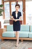 Style Summer Formal Navy blue Blazer Women Business Suits Skirt and Jacket Sets Office Uniform Designs