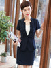Style Summer Formal Navy blue Blazer Women Business Suits Skirt and Jacket Sets Office Uniform Designs