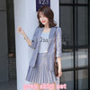 Style Women Suit Skirt  Summer  Blazer and Mini Pleated Skirt Set Complete Office Outfit Women  Skirt and Jacket Set Stripe