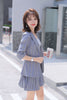 Style Women Suit Skirt  Summer  Blazer and Mini Pleated Skirt Set Complete Office Outfit Women  Skirt and Jacket Set Stripe
