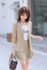 Style Women Suit Skirt  Summer  Blazer and Mini Pleated Skirt Set Complete Office Outfit Women  Skirt and Jacket Set Stripe