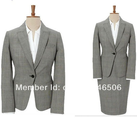 Style custom made OL one button notch lapel custom made women's suit skirt suit women 3/1501