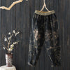 Summer Arts Atyle Women Casual Loose Print Cotton Denim Patchwork Ankle-length Pants Elastic Waist Harem Pants Jeans W703