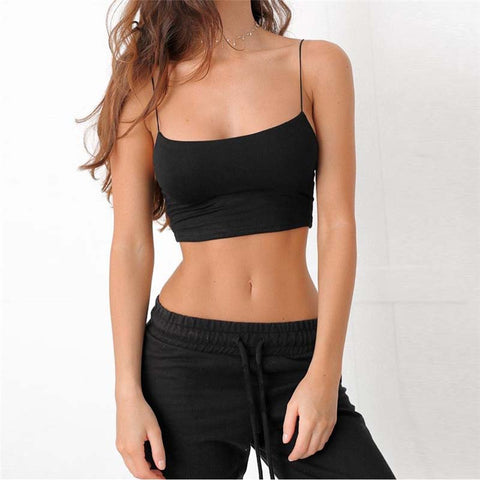 New Summer Fashion Women Spaghetti Strap Tank Tops Bustier Vest Cotton Cropped Top Bralette Female Sexy Camis Tops YF748