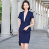 Summer Female Elegant Women's Skirt Suit Black Blue Striped Blazer Bussiness Jacket Office Lady 2 Pieces Set Plus Size S-5XL