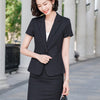 Summer Female Elegant Women's Skirt Suit Black Blue Striped Blazer Bussiness Jacket Office Lady 2 Pieces Set Plus Size S-5XL