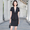 Summer Female Elegant Women's Skirt Suit Black Blue Striped Blazer Bussiness Jacket Office Lady 2 Pieces Set Plus Size S-5XL