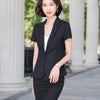 Summer Female Elegant Women's Skirt Suit Black Blue Striped Blazer Bussiness Jacket Office Lady 2 Pieces Set Plus Size S-5XL