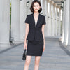 Summer Female Elegant Women's Skirt Suit Black Blue Striped Blazer Bussiness Jacket Office Lady 2 Pieces Set Plus Size S-5XL