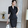Summer Prfessional Formal Suit Women Irregular Hem Half Sleeve Blazer and Skirt Office Ladies Work Wear