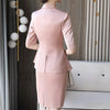 Summer Prfessional Formal Suit Women Irregular Hem Half Sleeve Blazer and Skirt Office Ladies Work Wear