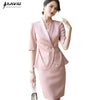 Summer Prfessional Formal Suit Women Irregular Hem Half Sleeve Blazer and Skirt Office Ladies Work Wear