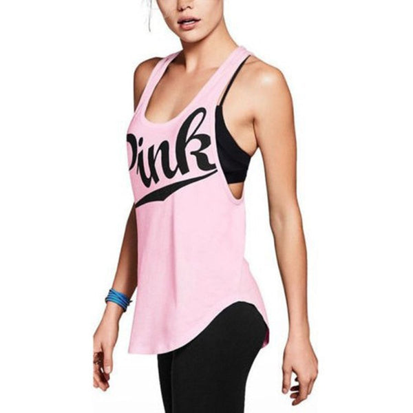 New Summer Sexy Women Tank Tops Quick Dry Loose Fitness Sleeveless Vs Love Pink Vest Singlet Exercise Workout T-Shirt P08 Z15