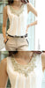New Summer Sleeveless Vest Harness Top Fold White Chiffon Blouse Short Sleeve Shirt Women Vestidos LX063