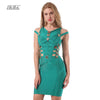 New Summer Women Bandage Dresses 2022 Solid Sleeveless Hollow Out V Neck Chic Straps Tank Sexy Black Bodycon Mini Vestidos