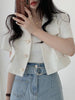Summer Women's Shirt Coat All-match Thin Pearl Button Women's Short Casual Short-sleeved Solid Color Coat Shirt Top