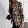 Thin Suit Lady Long-sleeved Blazer Casual Double-breasted Check Blazer Slim Fit Office Lady Elegant Chic Jacket Street Coat