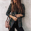 Thin Suit Lady Long-sleeved Blazer Casual Double-breasted Check Blazer Slim Fit Office Lady Elegant Chic Jacket Street Coat