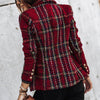 Thin Suit Lady Long-sleeved Blazer Casual Double-breasted Check Blazer Slim Fit Office Lady Elegant Chic Jacket Street Coat