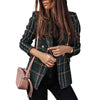 Thin Suit Lady Long-sleeved Blazer Casual Double-breasted Check Blazer Slim Fit Office Lady Elegant Chic Jacket Street Coat