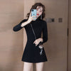 Three-Quarter Sleeve Foot Bath Foot Massage Technician Overalls Suit Chinese Style Girl Improved Black Cheongsam Dress