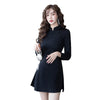 Three-Quarter Sleeve Foot Bath Foot Massage Technician Overalls Suit Chinese Style Girl Improved Black Cheongsam Dress
