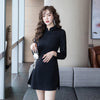 Three-Quarter Sleeve Foot Bath Foot Massage Technician Overalls Suit Chinese Style Girl Improved Black Cheongsam Dress