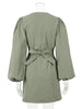 V-neck High Waist Lantern Sleeve Ladies French Dress Long Sleeve Skirt  Woman Dress  Dresses Women  Willon Green Dress