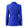 Winter Thick Fabric Tweed Royal Blue Jackets for Women 2023 Shining Skinny  Lady Blazer