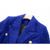 Winter Thick Fabric Tweed Royal Blue Jackets for Women 2023 Shining Skinny  Lady Blazer