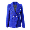 Winter Thick Fabric Tweed Royal Blue Jackets for Women 2023 Shining Skinny  Lady Blazer