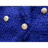 Winter Thick Fabric Tweed Royal Blue Jackets for Women 2023 Shining Skinny  Lady Blazer