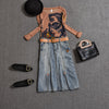 With Belt! Spring Summer Women's  Twinset Set Coffee Cool Ladies Print Tees Tops And Denim Jeans Skirt Suits NS950
