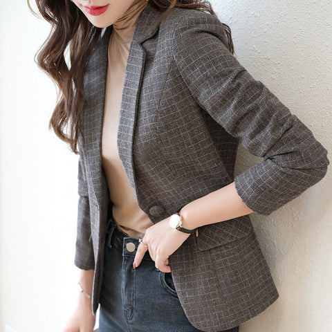 Women Blazer Spring Autumn Long Sleeve Lattice Casual Temperament Elegant Streetwear Loose Chic Basic Jackets