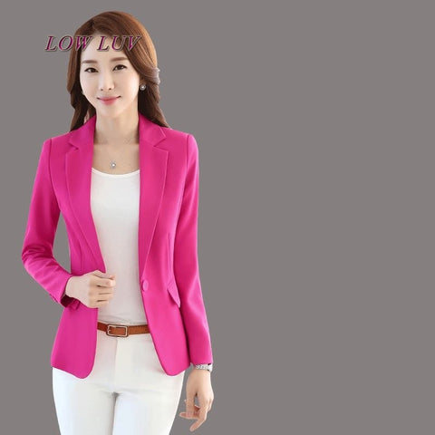 New Women Blazer Spring Slim Top Elegant Blazers Long Sleeve Suit One Button Female Jacket Big Size S-4XL Blazer