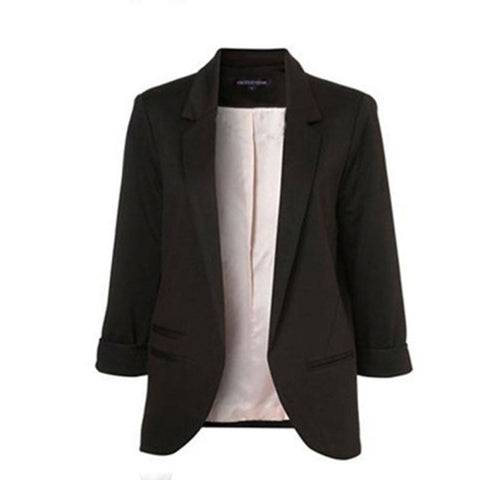 New Women Casual Slim Suit Blazer Jacket Coat 3/4 Sleeve Outwear Business Blazer