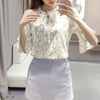 New Women Chiffon Blouse Shirts Summer Casual Floral Print Ruffles Flare Half Sleeve Lace-up Elegant Blouses Tops Plus Size 3XL