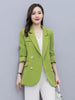 Women Elegant Design Blazer Double Breasted Winter Coat Sash Belt Green Formal Work Business Office Lady Big Size Jackets