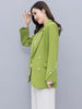 Women Elegant Design Blazer Double Breasted Winter Coat Sash Belt Green Formal Work Business Office Lady Big Size Jackets