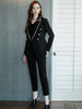 Women Business Suit Spring Autumn 2023 Elegant Chic  Office Lady Formal Work Suit Slim Black Pants Suit