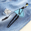 Women Embroidery Denim Shorts Plus Size Summer Casual Style Ripped Jeans