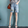 Women Embroidery Denim Shorts Plus Size Summer Casual Style Ripped Jeans
