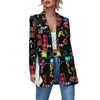 Women One-Piece Suit Jacket For Autumn 2023 Casual Loose Splice Long Sleeve Coat Ladies Causal Print Streetwear Coat