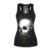 New Women Fitness Sporting Sleeveless Tank Top 3D Flower Skull Printed Vest Tops Female Gothic Style Sexy Slim Vintage Clothing