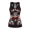 New Women Fitness Sporting Sleeveless Tank Top 3D Flower Skull Printed Vest Tops Female Gothic Style Sexy Slim Vintage Clothing