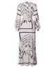Women  Letter Print Maxi Dress Boho V-neck Long Dress Spring Summer Autumn Slit Beach Robe Femme Casual Loose Dresses