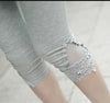 New Women Leggings Fashion Summer Legging Spring Girl Cotton Elastic Triangle Hollow Pants Cropped Trousers Leggins Six Colors