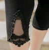 New Women Leggings Fashion Summer Legging Spring Girl Cotton Elastic Triangle Hollow Pants Cropped Trousers Leggins Six Colors