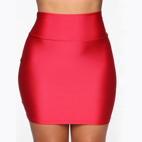 Women Mini Solid Elastic Short Skirt Pencil Skirt Bodycon Slim Skirt Seamless Tight Fitted Skirt